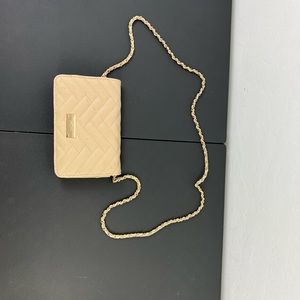 BCBG quilted crossbody Purse with chain strap cream colored bag